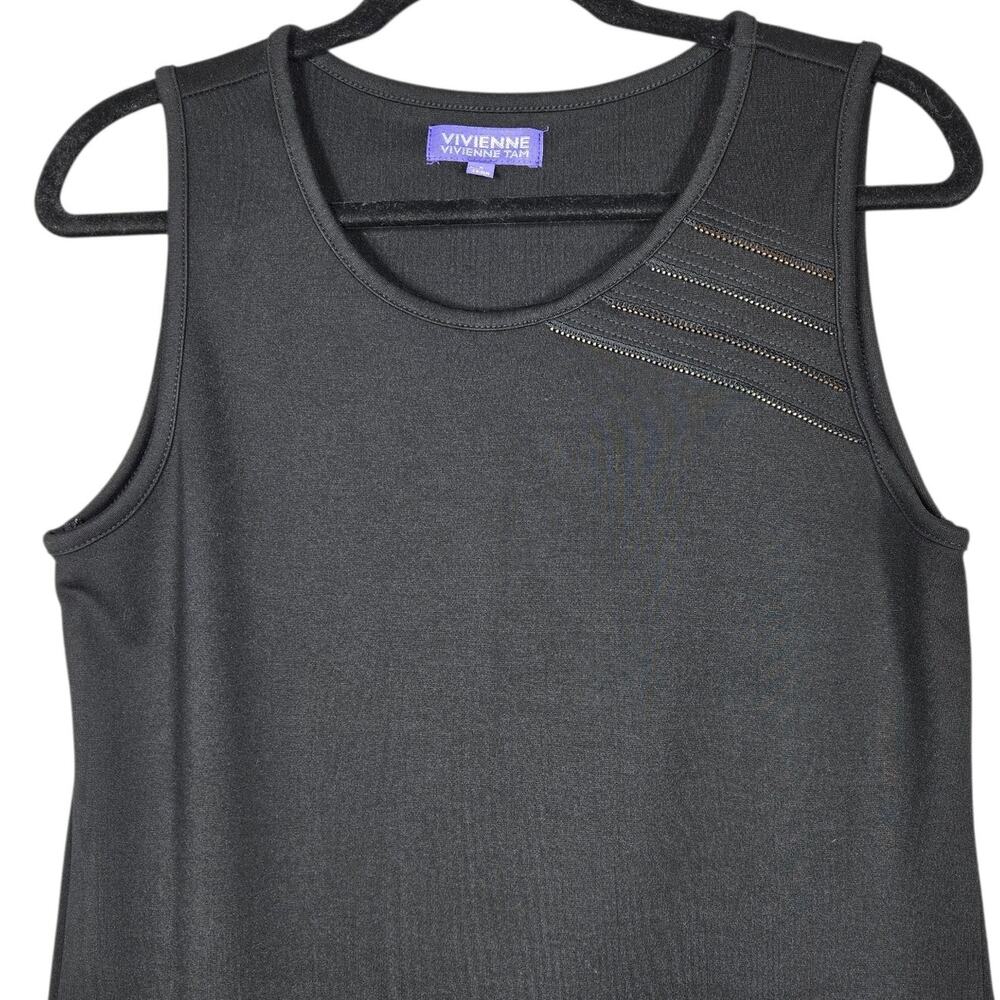 Vivienne Tam Black Knit Sheath Dress Small Sleeveless Zipper Accent Edgy Design - Picture 2 of 12